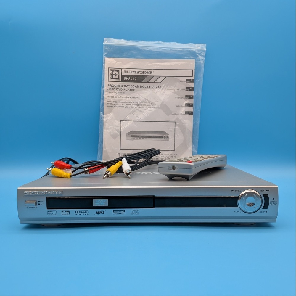 Electrohome DVD Player EH8412 Remote, AV Cable + Instructions *Tested
